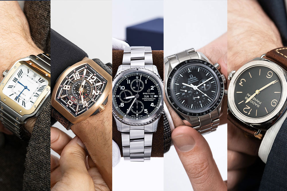 Cartier, OMEGA, Breitling, Panerai, Hublot, and Franck Muller luxury watches