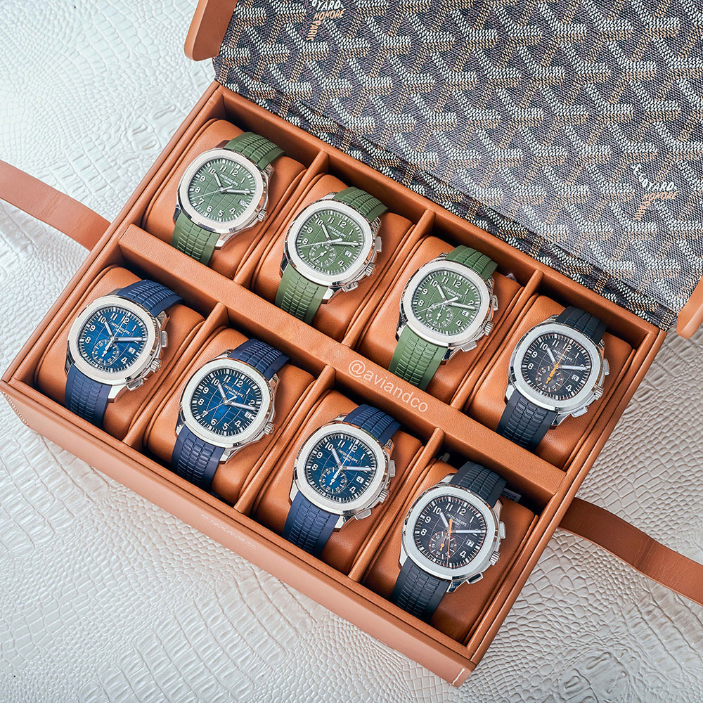 Collection of Patek Philippe Aquanaut luxury watches at Avi & Co.