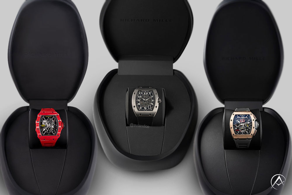Collection of iconic Richard Mille luxury watches featuring RM 011, RM 67-01, and RM 35-02