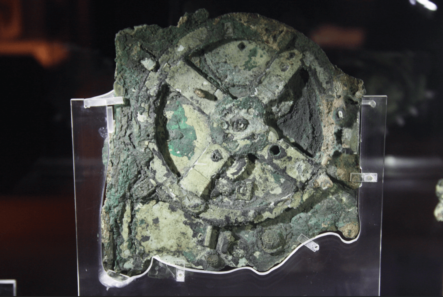 82 rusty pieces of the Antikythera Mechanism are on display in the National Archaeological Museum in Athens