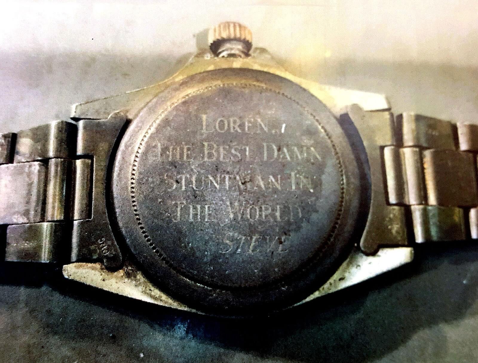 Steve McQueen’s Rusty Steel Rolex Submariner Reading ‘LOREN, THE BEST DAMN STUNTMAN IN THE WORLD, STEVE’ on the Caseback
