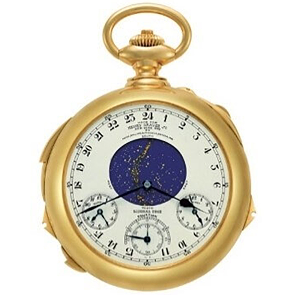 Gold Pocket Watch Without Chain, White Dial, 24 Numbers, and 3 Subdials
