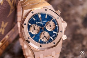 Audemars Piguet Royal Oak with Blue Dial, 3 Subdials, and a Rose Gold Bezel and Bracelet