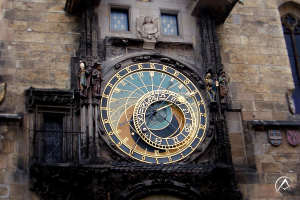 Top Dial of the Prague Astronomical Clock, also known as the Orloj, Located in The Czech Republic