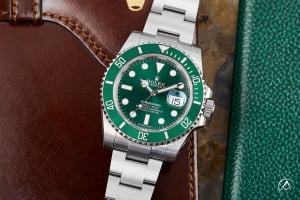 Rolex Submariner Hulk Edition Stainless Steel Green Dial and Bezel on Leather
