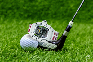 Richard Mille Bubba Watson watch on golf green with club and ball