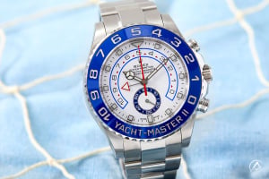 Rolex Yacht-Master II discontinued watch on net blue background
