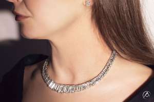 Diamonds by Avi & Co. Graduated Diamond Necklace, 18K White Gold Emerald Cut