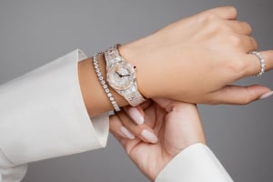 Avi & Co. Iced Collection Mini Watch and Diamond Tennis Bracelet Wrist Stack