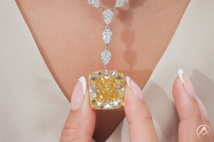Diamonds by Avi & Co. Fancy Yellow Drop Diamond Necklace, Center 50.18 CT Sol Diamond Necklace