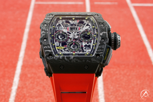 Richard Mille watch on runner track