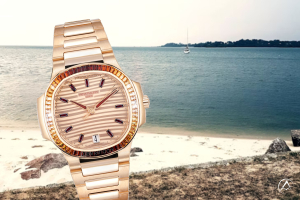 Patek Philippe Nautilus, 18K Rose Gold, Spessartite Bezel in the Hamptons, New York