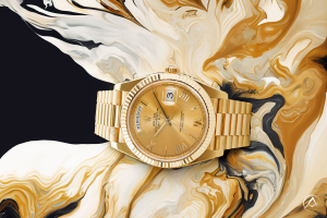 Rolex Day-Date yellow gold on art background