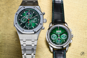 Leather strap watch and metal strap watch next to each other