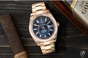 Rolex Sky-Dweller, 18K Rose Gold, Blue Index Dial, Oyster Bracelet