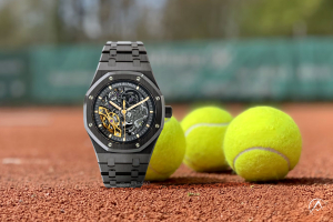 Audemars Piguet Royal Oak Openworked on tennis background Roland Garros watches 2025