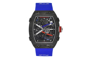 Richard Mille RM 67-02 with Transparent Dial, Carbon Bezel, and Blue Elastic Bracelet