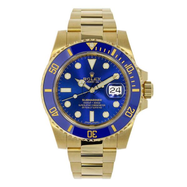 Rolex Submariner 116618LB, Oyster, 18K Yellow Gold, Blue Index Dial 40
