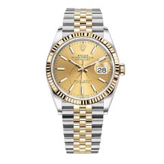 Rolex Datejust 36 Jubilee Steel & 18K Yellow Gold Champagne Index Dial, 36mm