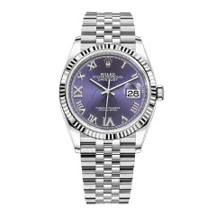 Pre-owned Rolex Datejust 36 36mm 126234 Oystersteel Aubergine Diamond Dial