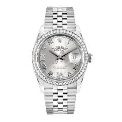 Rolex Datejust 36 126284RBR, Jubilee, Diamond Bezel, Silver Diamond Roman dial 36mm