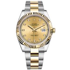 Rolex Datejust 41 Oyster Steel & 18K Yellow Gold Champagne Diamond Dial, 41 mm