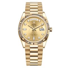 Rolex Day-Date 36 128238, President, 18K Yellow Gold, Champagne Diamond Dial, 36mm