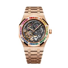 Audemars Piguet Royal Oak 15412OR, frosted 18K Pink Gold, Rainbow, Openworked, 41 mm