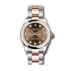 Rolex Lady-Datejust 278241, Oyster, Steel & 18K Rose Gold, Chocolate Diamond Dial