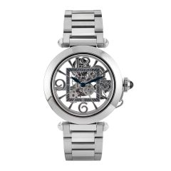 Elegant Cartier Pasha watch with skeleton dial