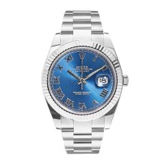 Rolex Datejust 41 126334, Oyster, 18K White Gold, Blue Roman Dial, 41 mm