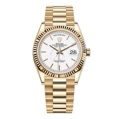 Rolex Day-Date 36 128238, President, 18K Yellow Gold, White Index Dial, 36mm
