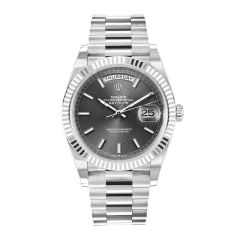 Rolex Day-date 228239, President, 18K White Gold , Slate Grey Index Dial, 40 mm
