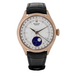 Rolex Cellini Moonphase 18K Rose Gold White Dial 