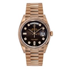 Rolex Day-Date 36 128235, President, 18K Rose Gold, Brown Ombre Diamond Dial, 36mm