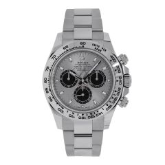 Rolex Cosmograph Daytona Oyster 18K White Gold Silver and Black Index Dial 