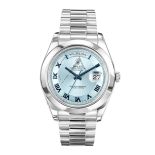 Rolex Day Date 218206, Platinum, Ice Blue Roman Dial, Presidential