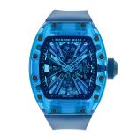 The Richard Mille RM 12 01 Sapphire Blue Tourbillion with Transparent Dial 50m Water Resistance