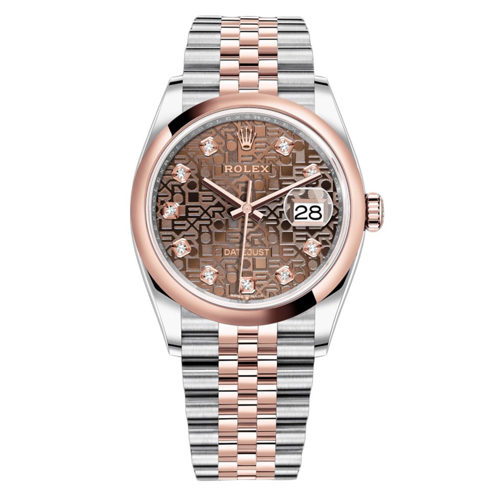 Rolex Datejust 36 Jubilee Steel & 18K Rose Gold Chocolate Jubilee Diamond Dial, 36mm - Avi & Co. 1