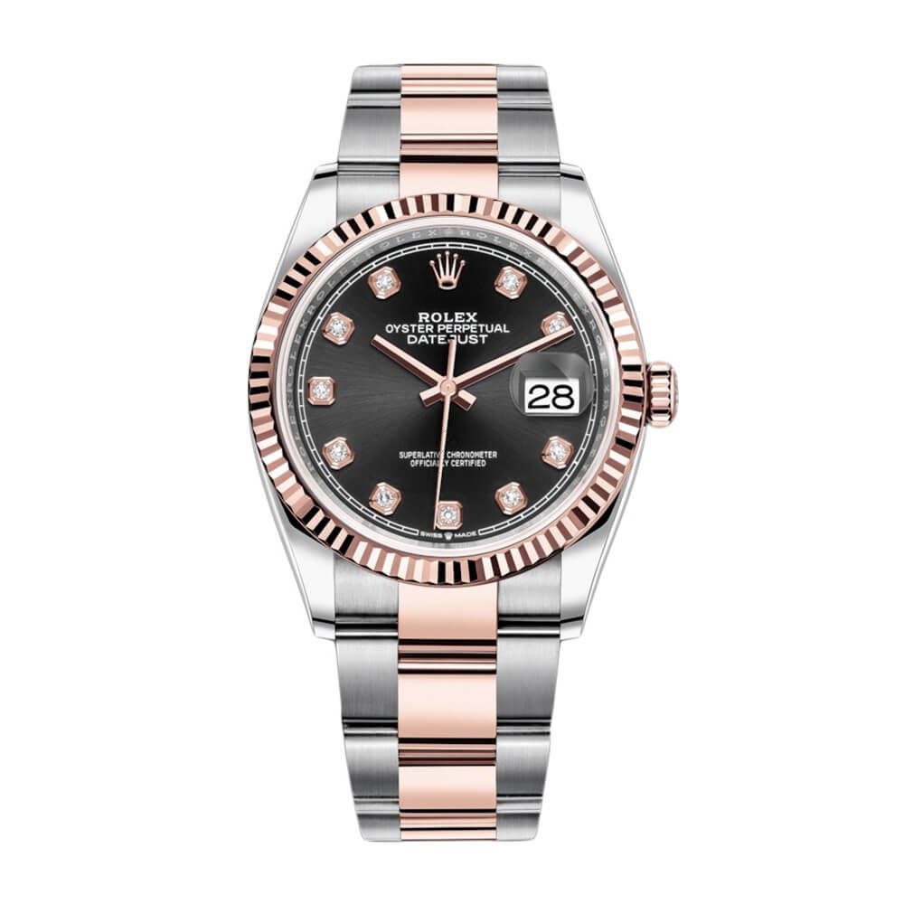 Rolex Datejust 36 126231, Oyster, Steel & 18K Rose Gold, Black Diamond, 36mm - Avi & Co. 1