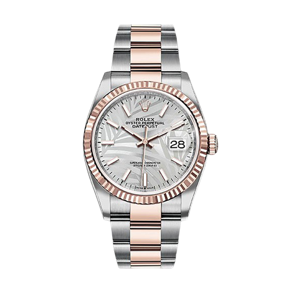 Rolex Datejust 36 126231, Oyster, Steel & 18K Rose Gold, Silver Floral, 36mm - Avi & Co. 1