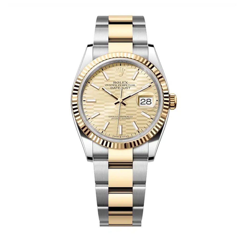 Rolex Datejust 36, 126233, Stainless Steel & 18K Yellow Gold, Champagne Motif Dial, 36 mm - Avi & Co. 1