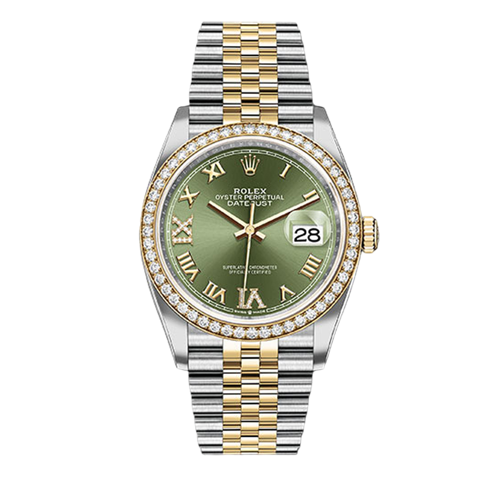 Rolex Datejust 126283RBR, Jubilee, Steel & 18K Yellow Gold, Olive 36mm - Avi & Co. 1