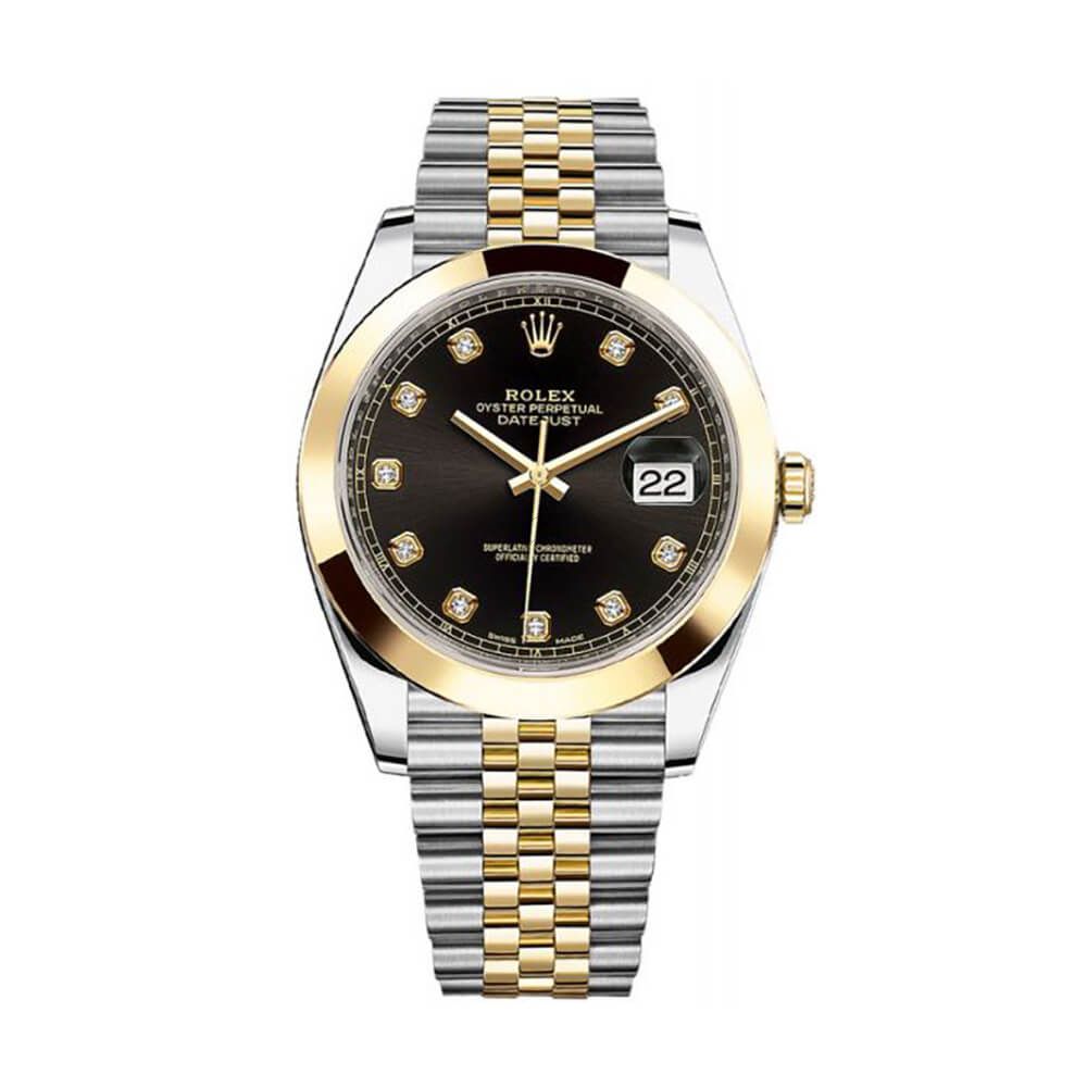 Shop Rolex Datejust 41 126303, Jubilee, Steel & 18K Yellow Gold, Black Diamond dial, 41 mm - Avi & Co. 1