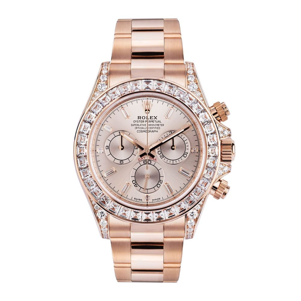 Rolex Cosmograph Daytona 126595TBR, 18K Rose Gold, Diamond Bezel, Sundust Diamond Dial, 40 mm - Avi & Co. 1
