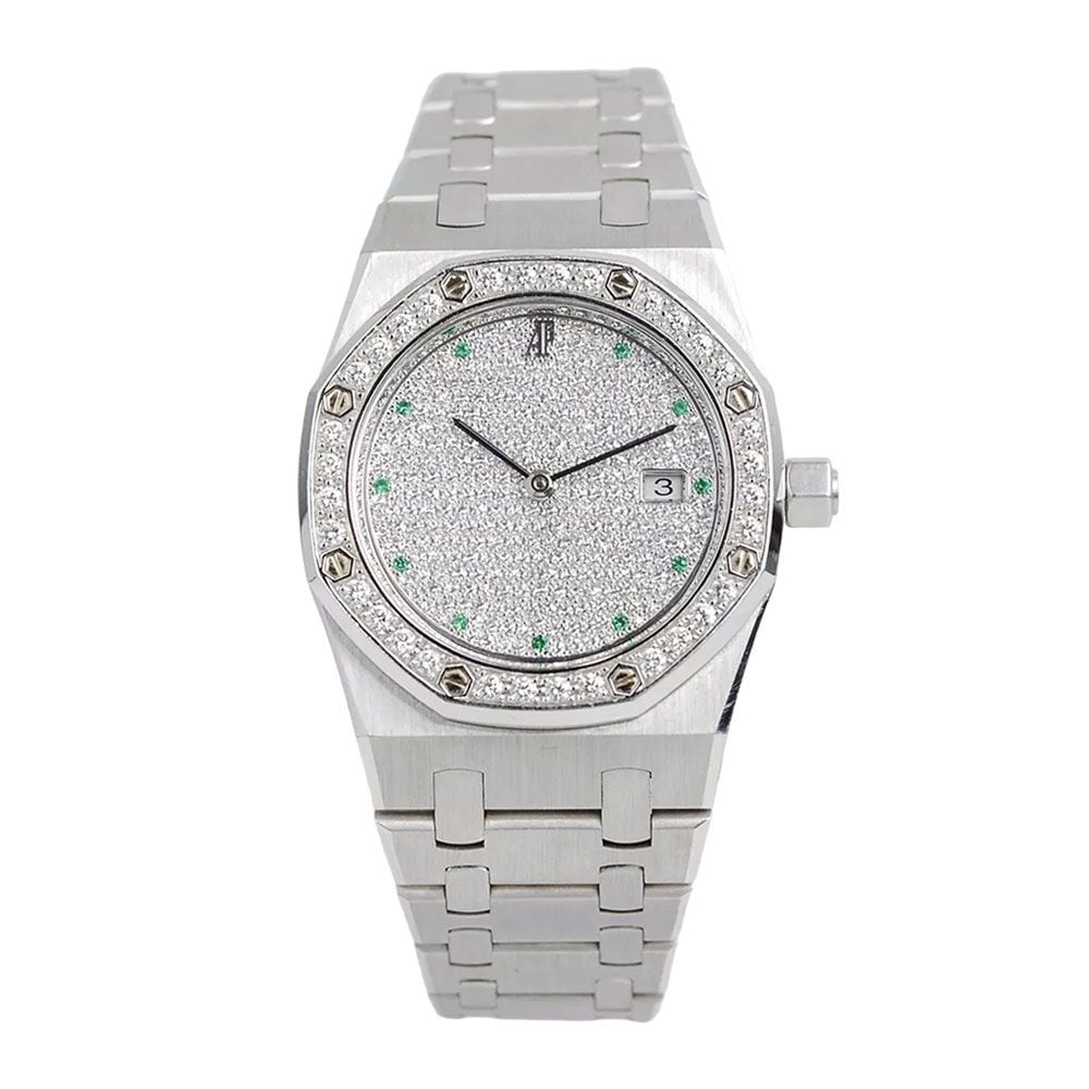 Audemars Piguet Royal Oak 15054BC.ZZ.0789BC.01, 18K White Gold, Pave Dial, 34 mm - Avi & Co. 1