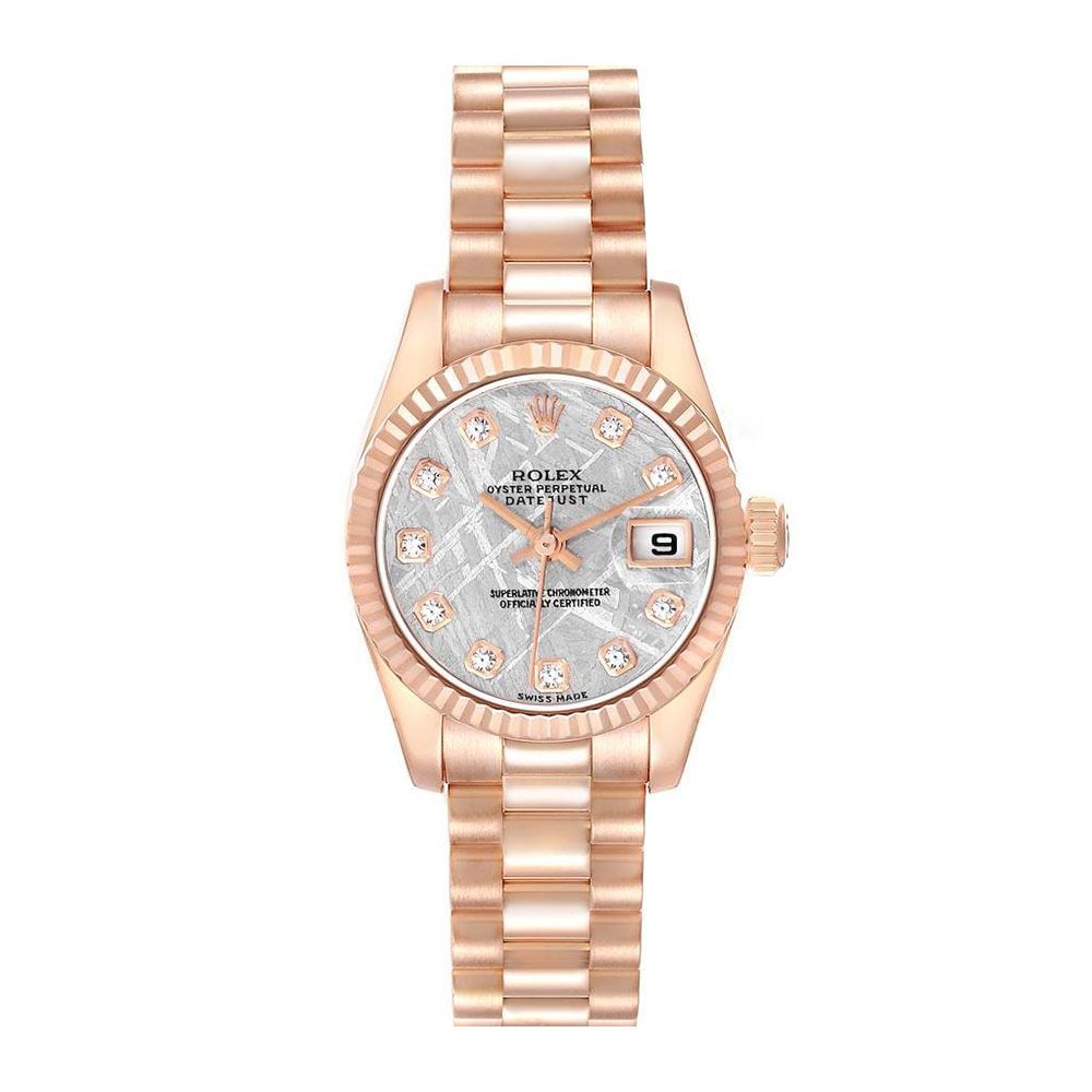 Rolex Datejust 26 179175, 18K Rose Gold, Meteorite Diamond Dial, 26MM - Avi & Co. 1