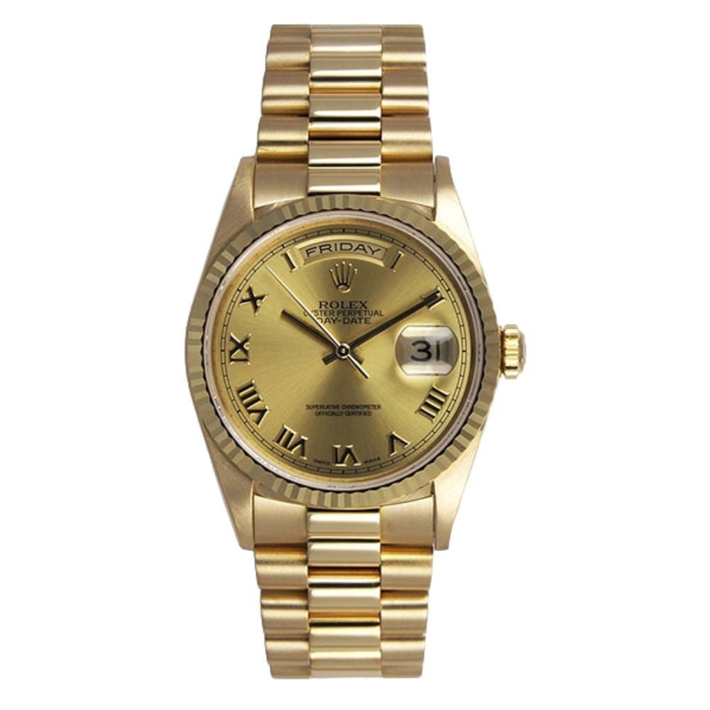 Rolex Day-date 36, 18238, 18K Yellow Gold, Champagne Roman Dial, 36 mm - Avi & Co. 1