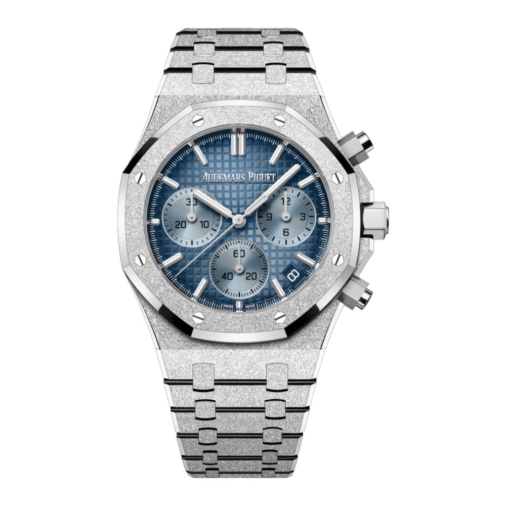 Audemars Piguet Royal Oak 26240BC, Chronograph, 18K Frosted White Gold, Blue dial, 41 mm - Avi & Co. 1