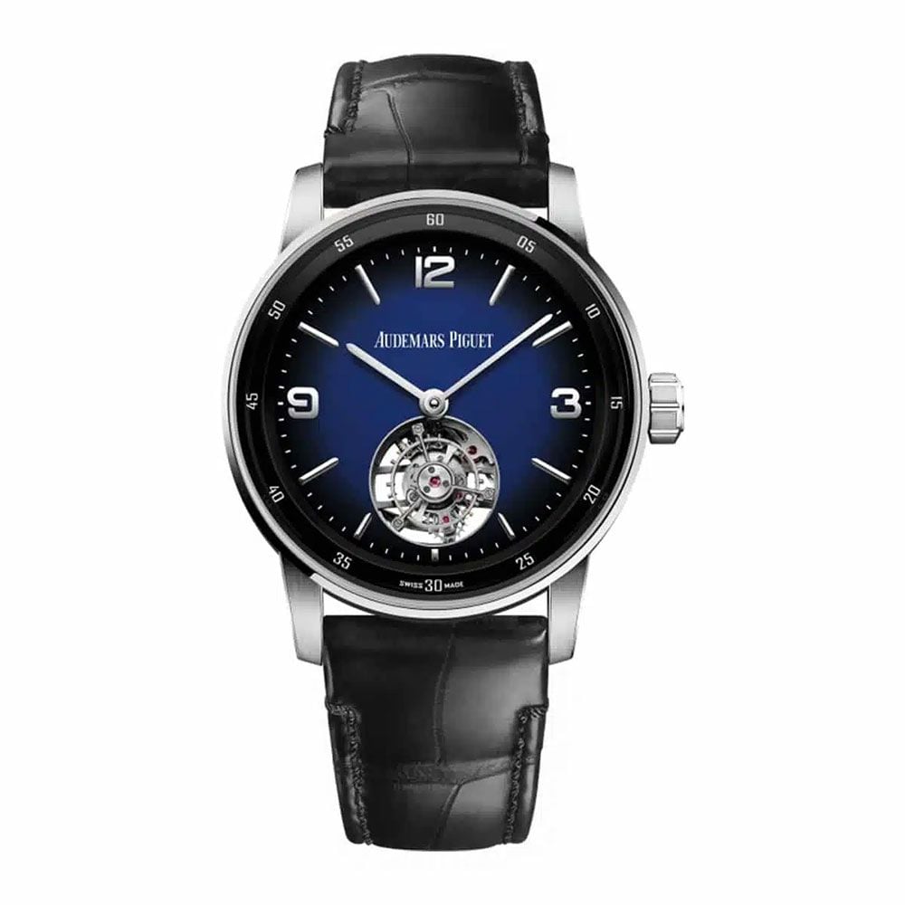 Audemars Piguet Selfwinding Flying Tourbillon 26396BC.OO.D321CR.01, Smoked Blue Enamel Dial, 41 mm - Avi & Co. 1